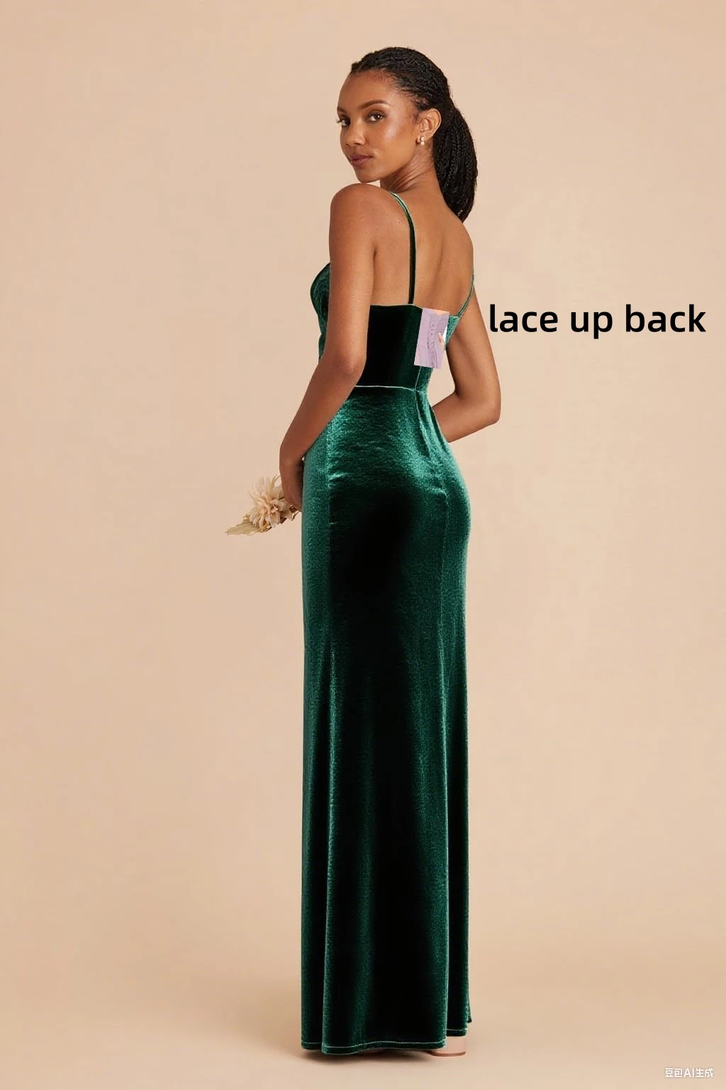 Beshinel Abiti da damigella d'onore a sirena in velluto rosso con cinturino per spaghetti personalizzato Abiti da sera formali con maxi paillettes sexy con spacco alto