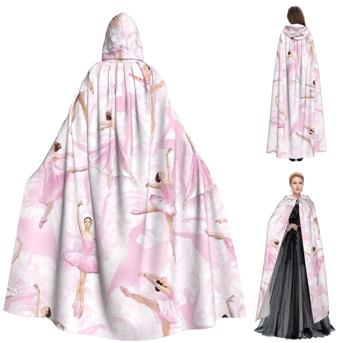 

Балетный танец делает меня бесплатно, танцовщица балерины, длинный плащ с капюшоном, средневековый костюм ведьмы, накидка для косплея, накидка на Хэллоуин, вампир, для взрослых, унисекс