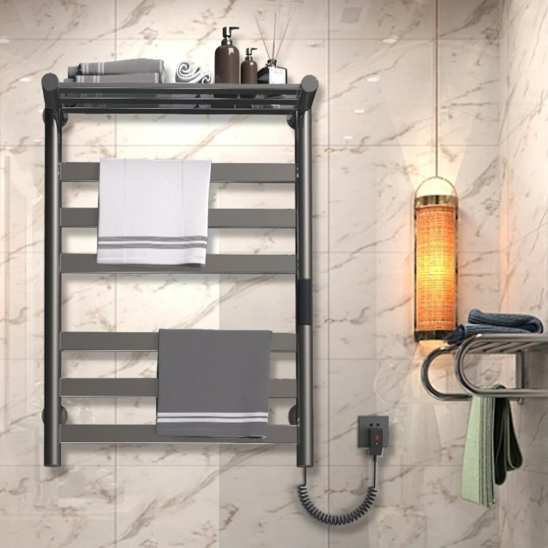 Intelligent Fast Heating Electric Towel Rack Touch Screen Control Digital Display Multi-layered Waterproof Durable Towel Warmer