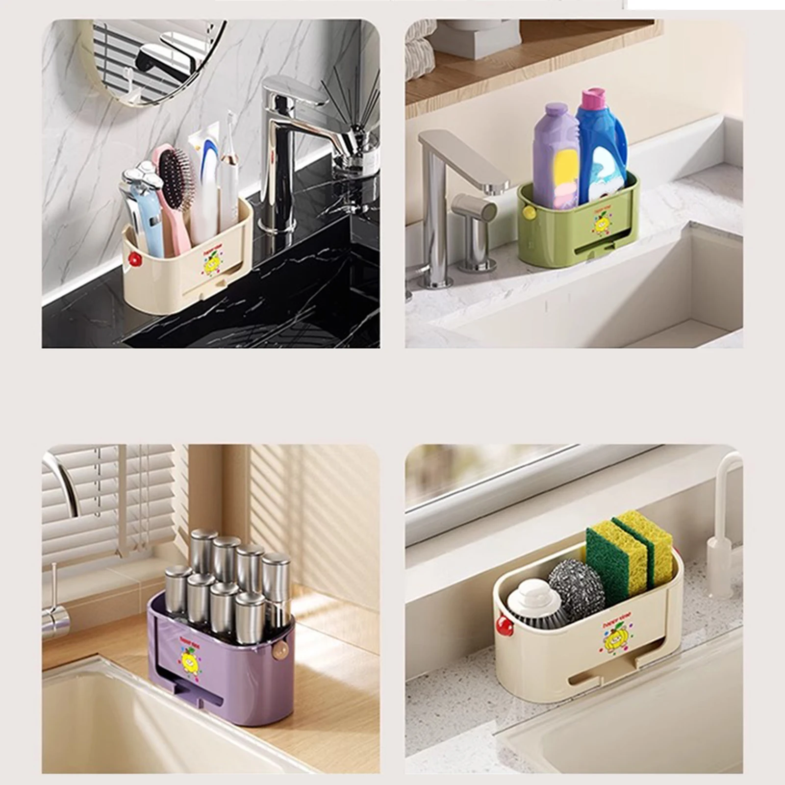 

Kitchen Storage Rack Double Layer Sink Drain Rack For Cleaning Detergent Cloth Sponge Wiping Steel Wire Ball Kitchen Organizers