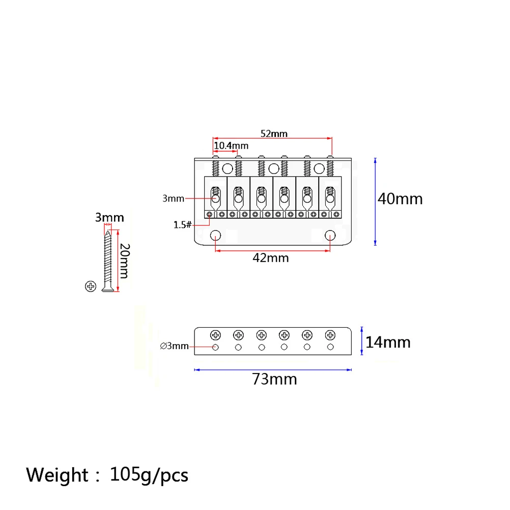 

Fixed Bridge Guitar Saddle Electric Bridges Oblique Head for Parts Golden Tailpiece Split Type Bass