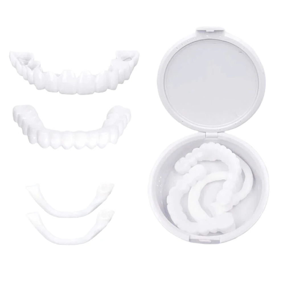 2 Pairs Upper and Lower Jaw Denture Dentures Teeth Denture Care Comfort Protect Your Teeth Perfect False Teeth for Men and Women