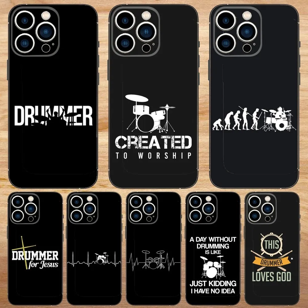 Drum Drummer Music Dj Phone Case For iPhone15,14,13,12,11,Pro,Max,Plus,Mini,X,XS,XR,8,7,6,S,Plus,SE Soft Black Case