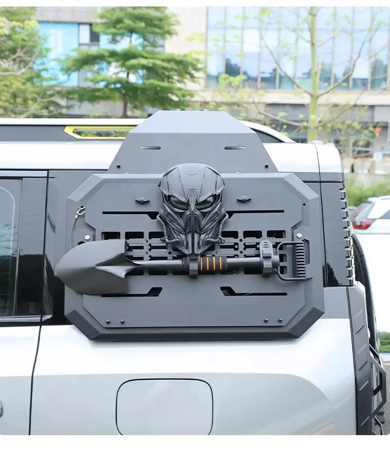 Mecha Mesh Modified Engineer Shovel Side Window Side Backpack Decoration Rear Window Mask+Engineer Shovel For Jetour Traveler T2
