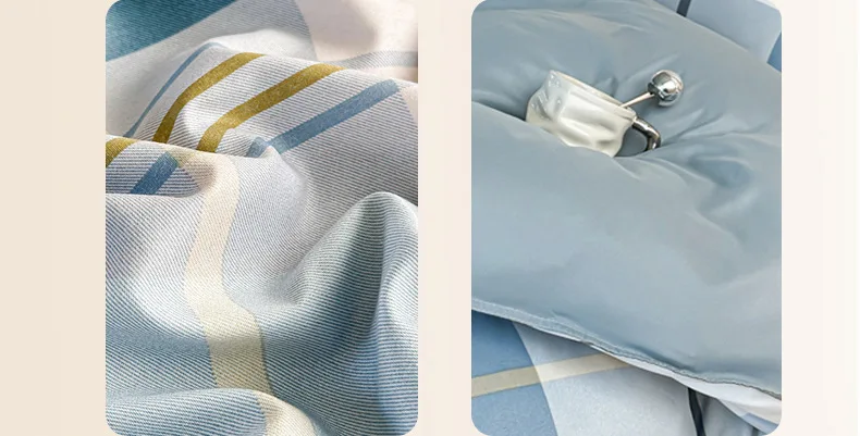 Neue karierte gestreifte Bettdeckenbezug-Set für Studentenwohnheime, bedruckter Einzelbettdeckenbezug, ohne Bettlaken und Kissenbezüge – Detail 7
