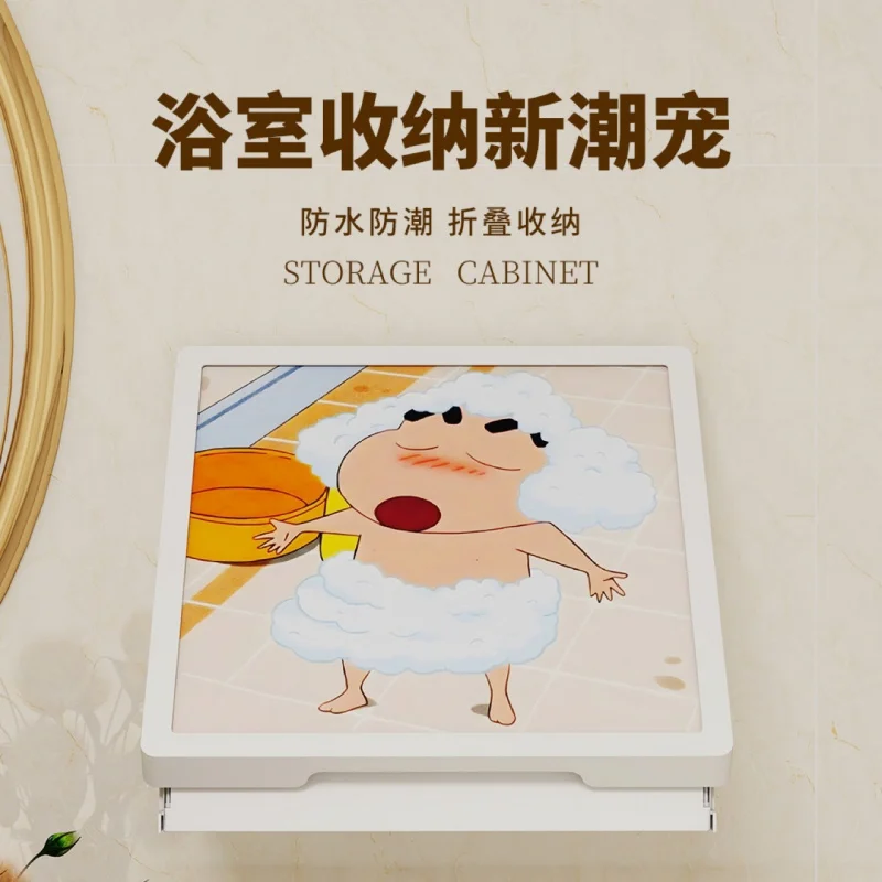 

NewabsBathroom Mural Одежда для ванной комнаты Водонепроницаемый настенный подвесной складной шкаф для хранения стеллаж для хранения