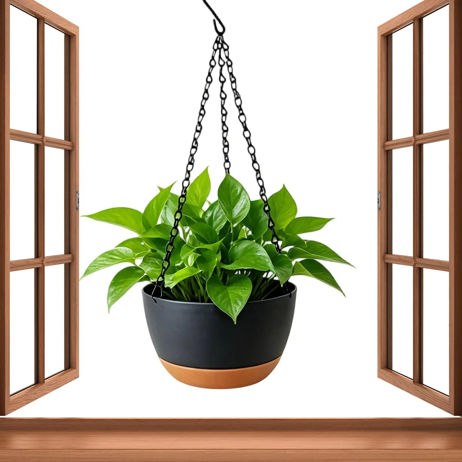 Hanging Flower Pots PP Hangable Flower Basket With Removable Tray Breathable Drainage Pots Plants For Garden Wall Patio