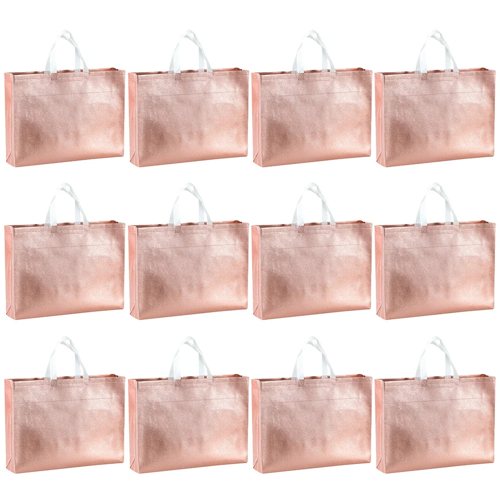 

12 Pcs Shopping Bag Handbag Outdoor Carry Carrying Handheld Fabric Pouch Non-woven Laminated Gift Women Use Tote