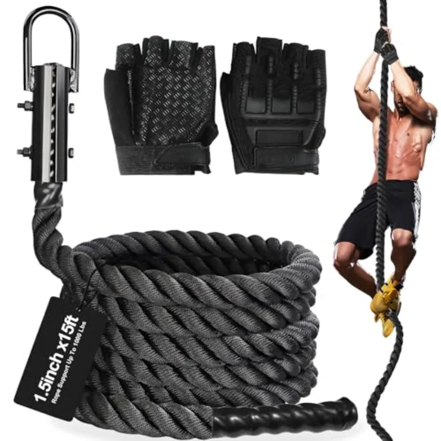 

Climbing Rope Gym Workout - 1.5 Inch Dia 10Feet 15Feet 20Feet 25Feet 30Feet 35Feet 40Feet 50Feet Heavy Duty Work Out Rope Exerc