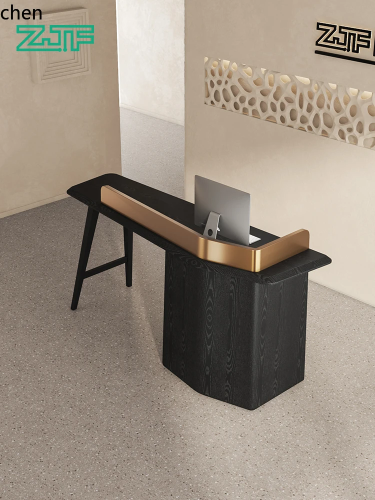 HXL Clothing Store Personalized Cashier Counter Black Front Desk Reception Counter New Product