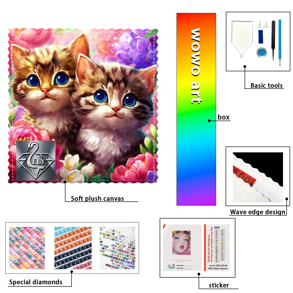 

【Ely_ Diamond Art】Two little cats Crystal AB Rhinestone FD Rhinestone Perfect Resin Diamond