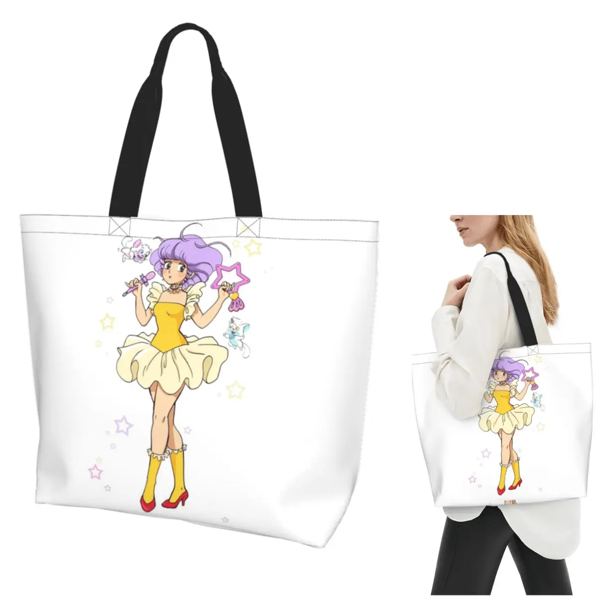 

Creamy Mami Shopping Tote Bag Canvas Large Capacity Shoulder Bags Shopper Grocery Handbag for Women
