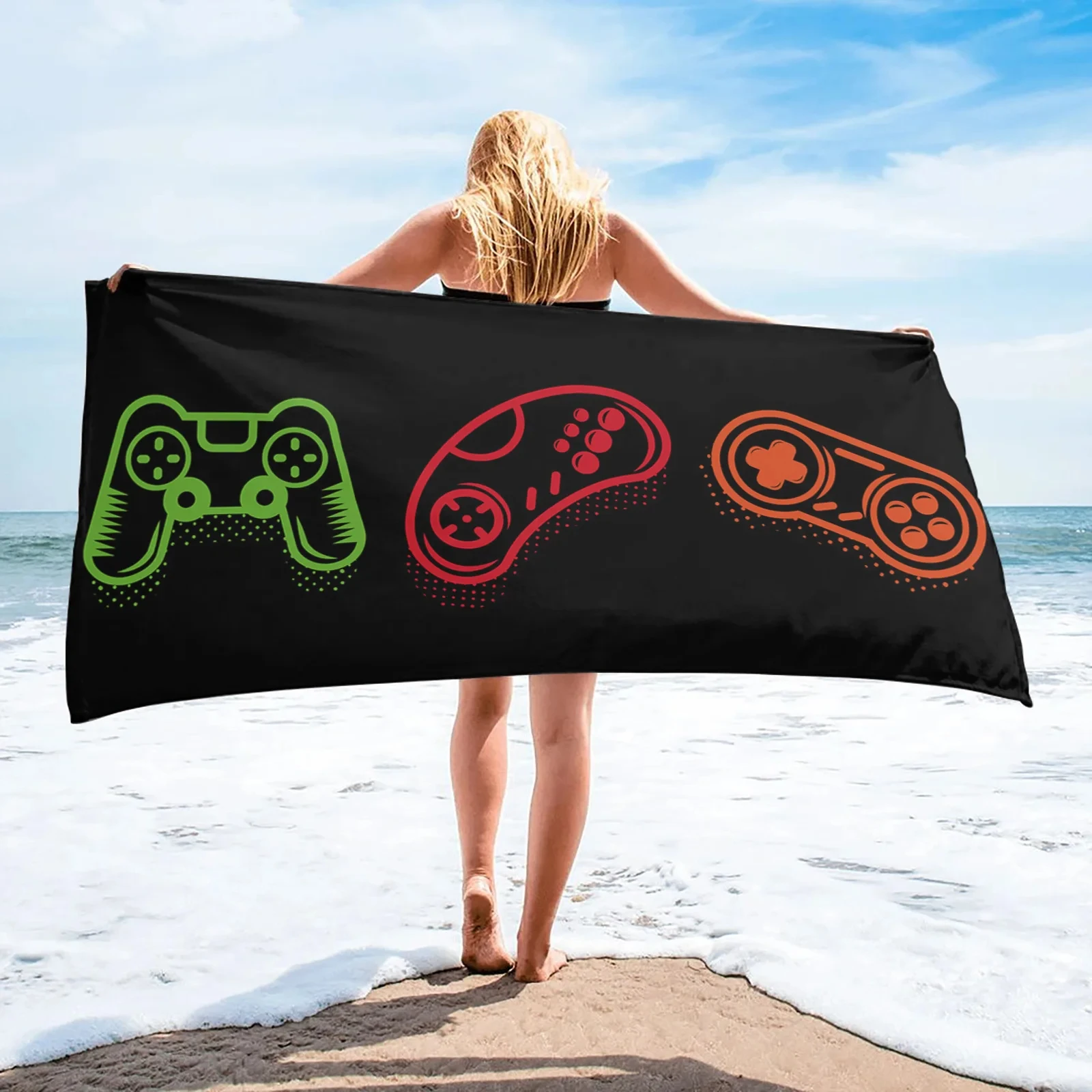 Game Controller Computer Keyboard Bath Towel For Kids Adults Home Essentials Summer Swimming Beach Towel Quickly Dry Face Towel