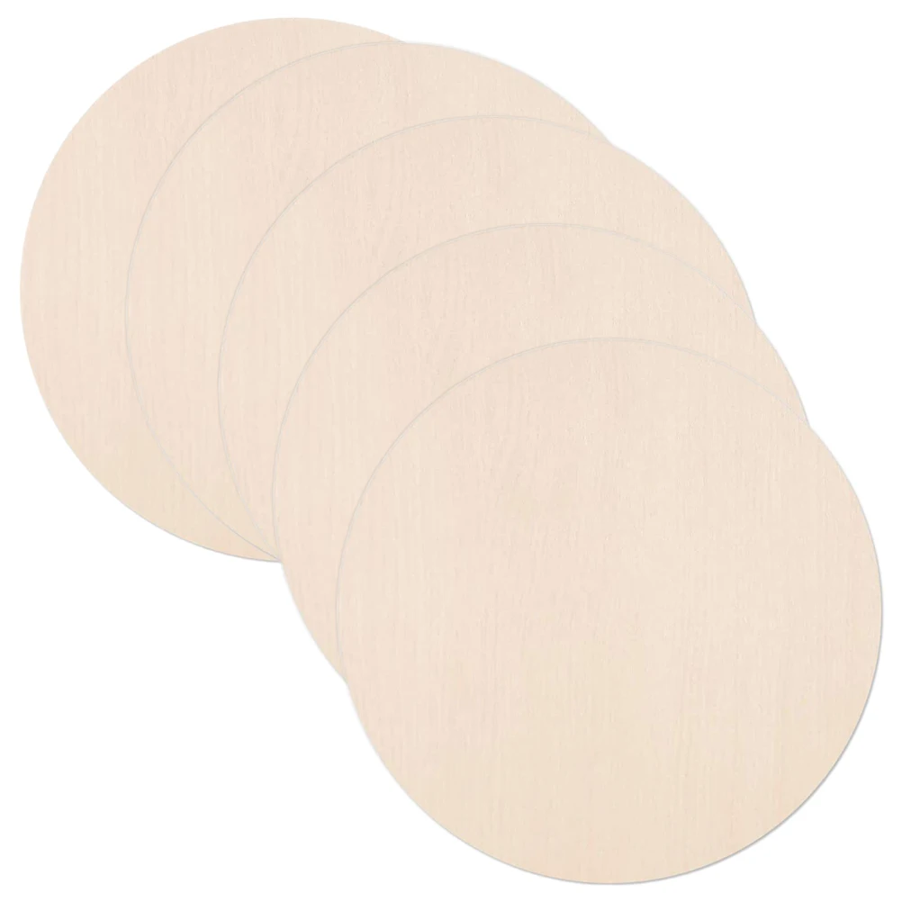 

5pcs Wooden Slices For Crafts Unfinished Cutouts Diy Pieces Sturdy Poplar Material Durable Round Wood Discs Smooth Surface