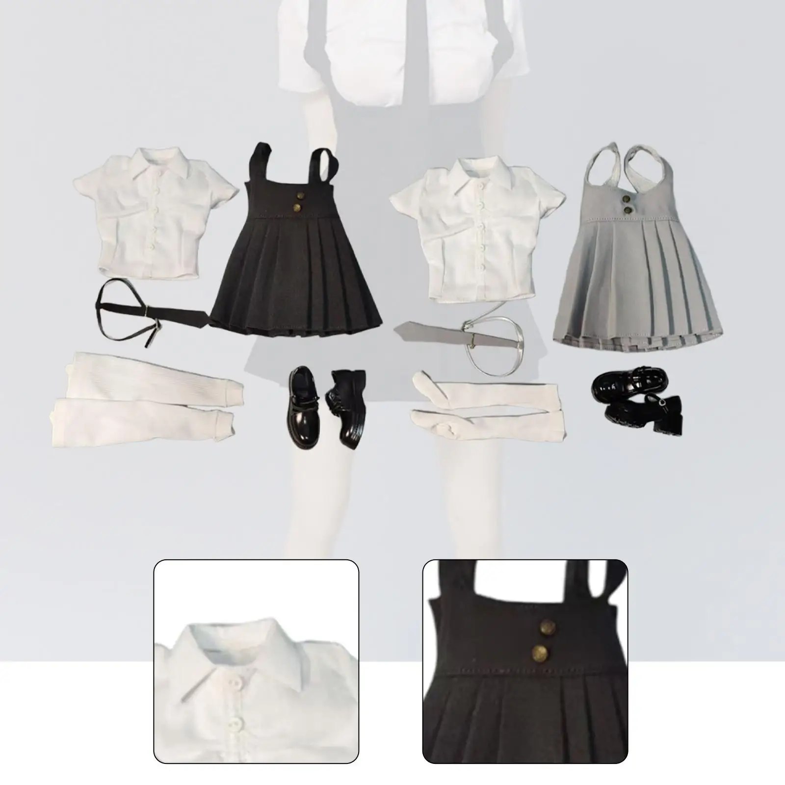 

1/6 Short Sleeve Top and Dress Tie and Shoes Fashion Casual Accessories Outfit