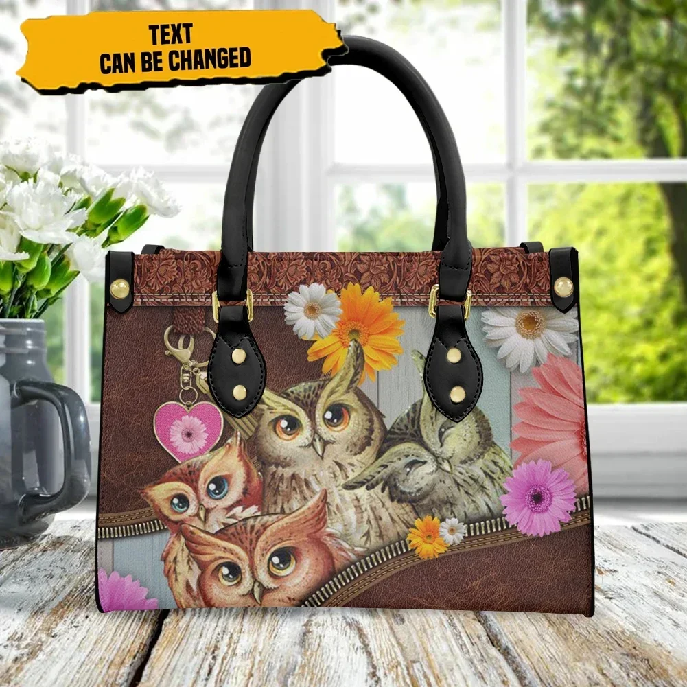 

Cywgift Fashion Ladies Hand Bags Cute Owl Printed Small Purses and Handbags for Girls Luxury Designer PU Shoulder Bags Casual