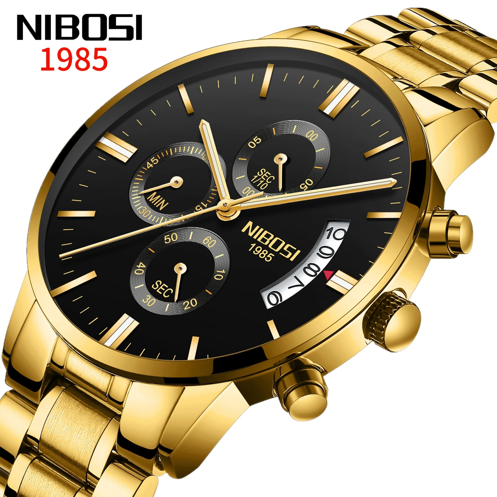 Reloj de lujo NIBOSI 2025 para Hombre, relojes de cuarzo a la moda para Hombre, Reloj luminoso resistente al agua con fecha automática para Hombre, Reloj para Hombre