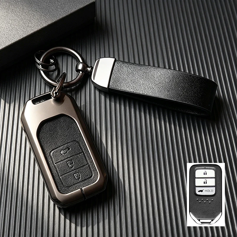 Para Honda Accord EX EXL Civic Crv Crz Hrv Pilot Ridgeline 2016 2017 2018 Funda para Llave de Coche, Llavero sin Llave, Aleación de Zinc, Auto