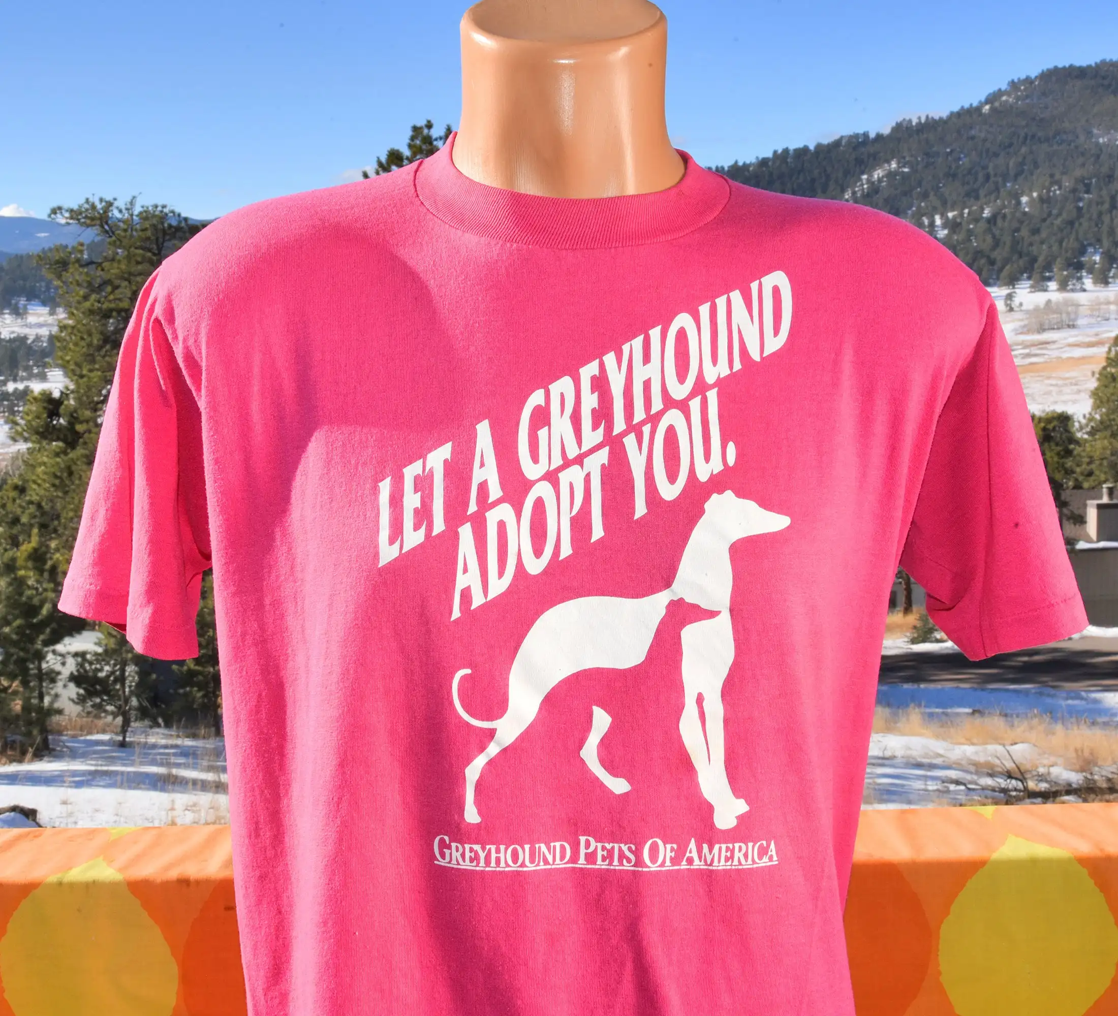 vintage 80s t shirt dog GREYHOUND adopt pet animal tee Large Medium