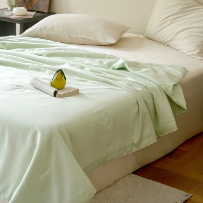 ensemble-3-pieces-couette-d'ete-taie-d'oreiller-en-lyocell-soyeux-couverture-rafraichissante-pour-climatisation-vert-uni-pour-dormeurs-ayant-chaud-150-200cm