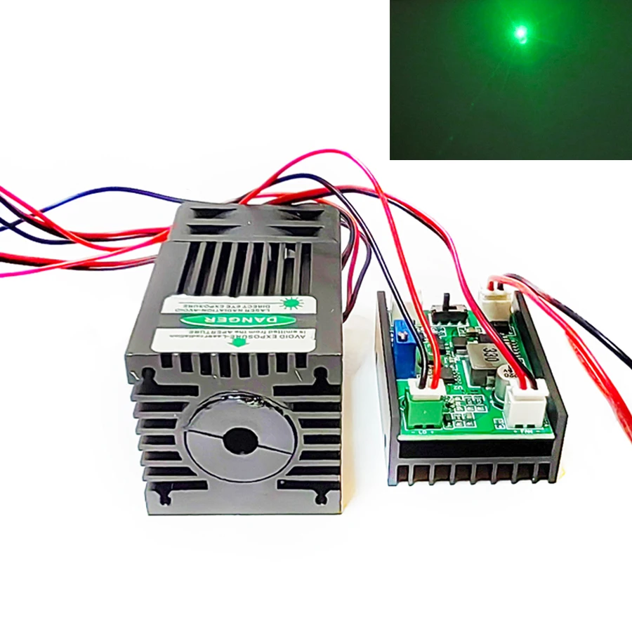 Powerful 1W 520nm Focus Dot Green Laser Module 1000mW for Bird Repelling Highway Warning Lights Indication