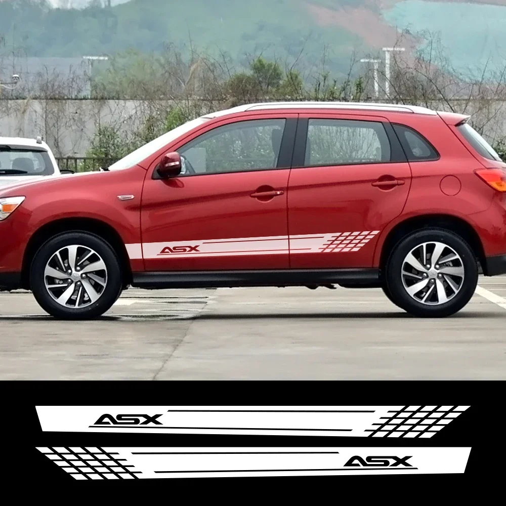 2pcs Car Side Skirts Stickers For Mitsubishi ASX Auto Vinyl Film Long Decals Decoration DIY Styling Tuning Accessories