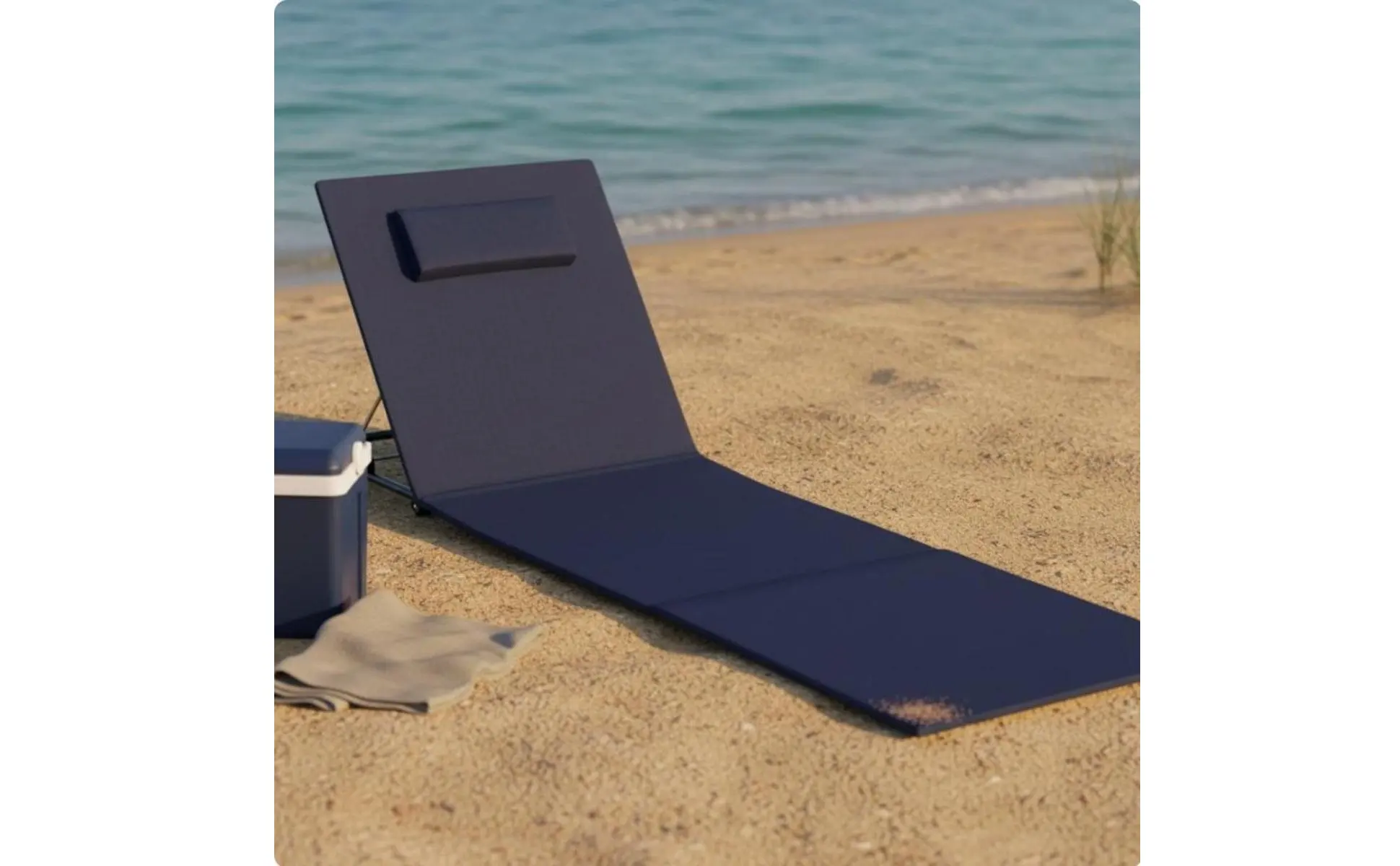 Portable Beach Lounger Foldable Folding Beach Lounger Adjustable Ground Chair Built-in Pillow Camping Floor Seat Storage Pocket
