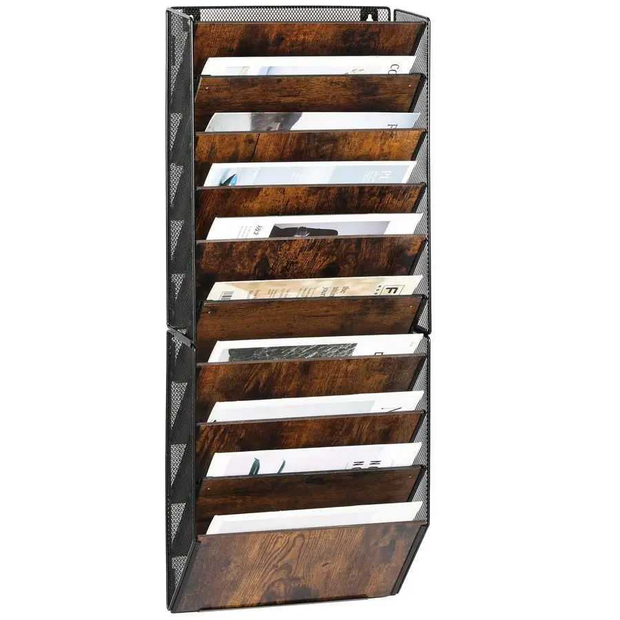 

Настенный органайзер для документов с 10 карманами, металлический складной держатель для почты и документов, многофункциональная подставка для хранения с доской для записей