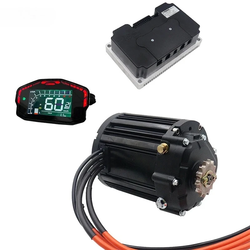 QS138 90H 4000W V3 110kmh PMSM Mid-Drive Motor ND72680 Controller and DKD ONE-Line Display Kits