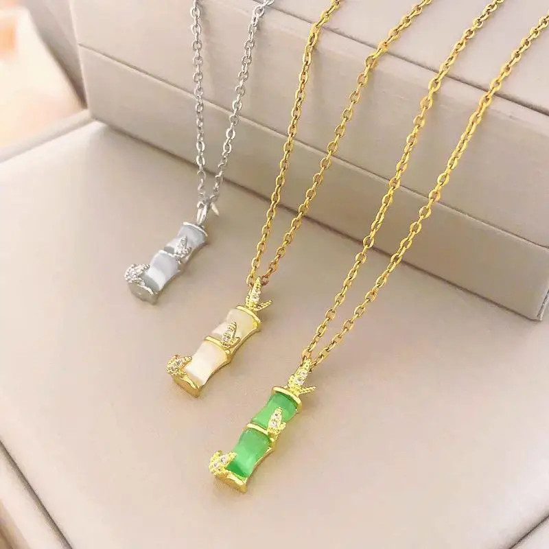Bamboo Joint Pendant Necklace for Women Retro Style Lightweight Comfortable Jewelry for Festival Gathering Wear