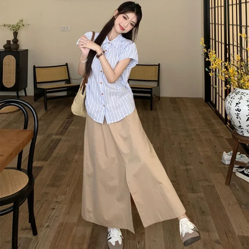 

Short Sleeve 2 Pieces Skirt Sets for Women Summer Fashion 2025 Festival Y2k Streetwear Full Korean Style Clothes Woman Outfit