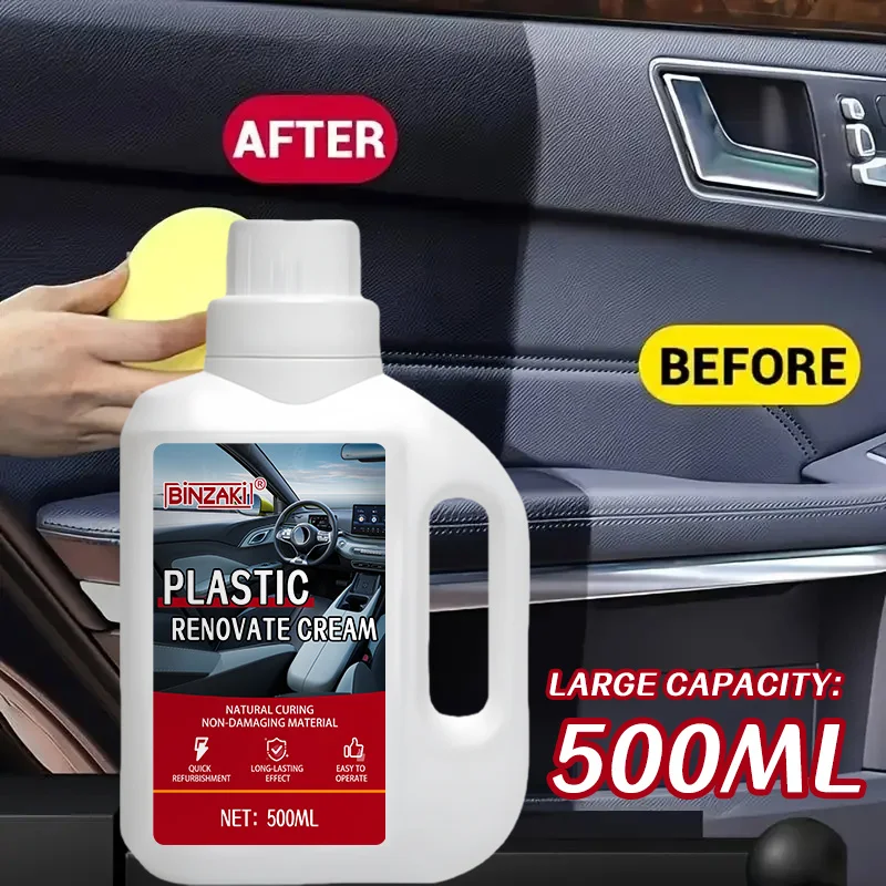 500ml Universal Car Plastic Interior Refurbishment Paste, Interior Seat Blackening and Yellowing Removal, Crack Repair, Dashboard Wax Scratch Repair, Maintenance Oil, Tire Care Products, Rubber Care