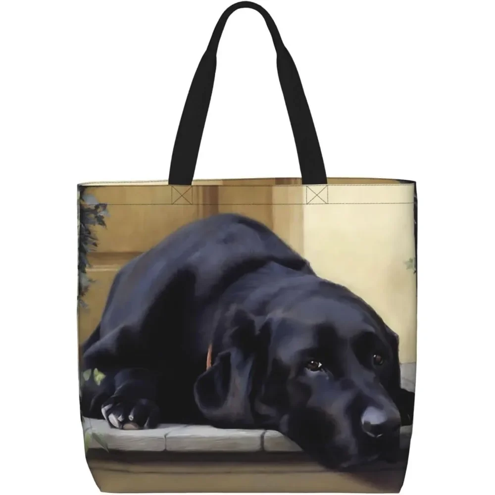 A Black Labrador Bag Women Handbag for Work Beach Lunch Travel Shopping Shopper Shoulder 