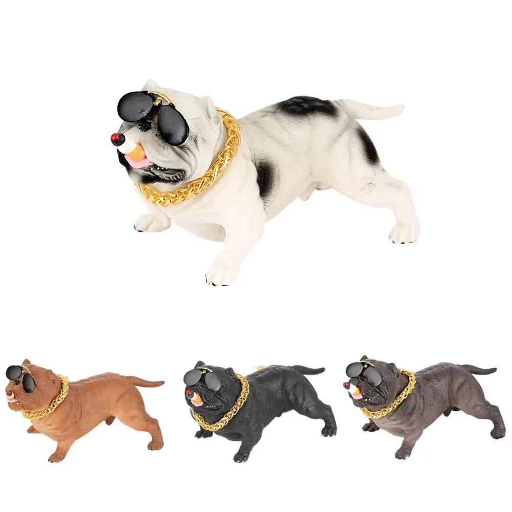 Cute Resin Pitbull Dog Statue No Base Realistic Simulation Dog Wear-resistant Dog Ornaments Car Interior Dashboard Decoration