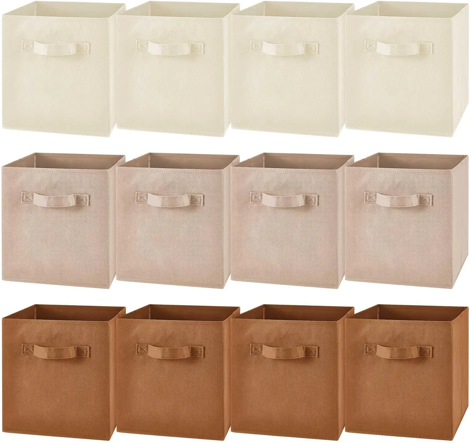 

12 Pcs Cube Storage Bin Brown 11'' Storage Bins for Playroom Decor Colorful Bins for Kids Foldable Baskets for Nursery