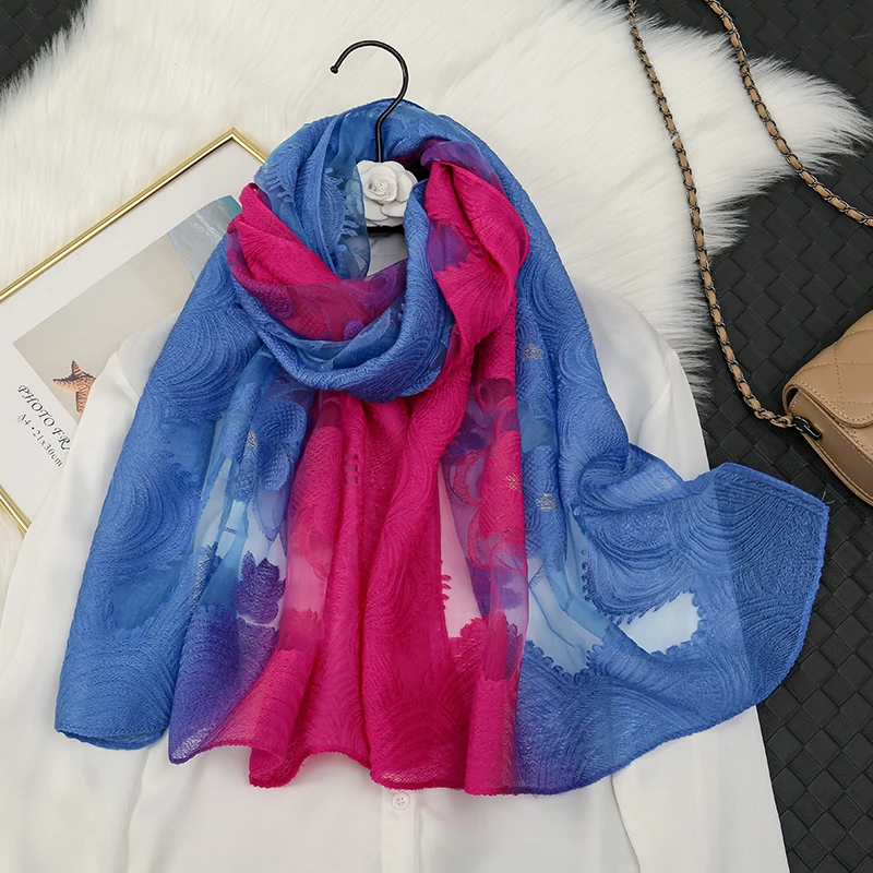 New Spring Winter Hijab Silk Scarves Shawls Women Seaside Travel Beach Brand Poncho Shawl Scarf Bandana Foulard Femme Pashmina