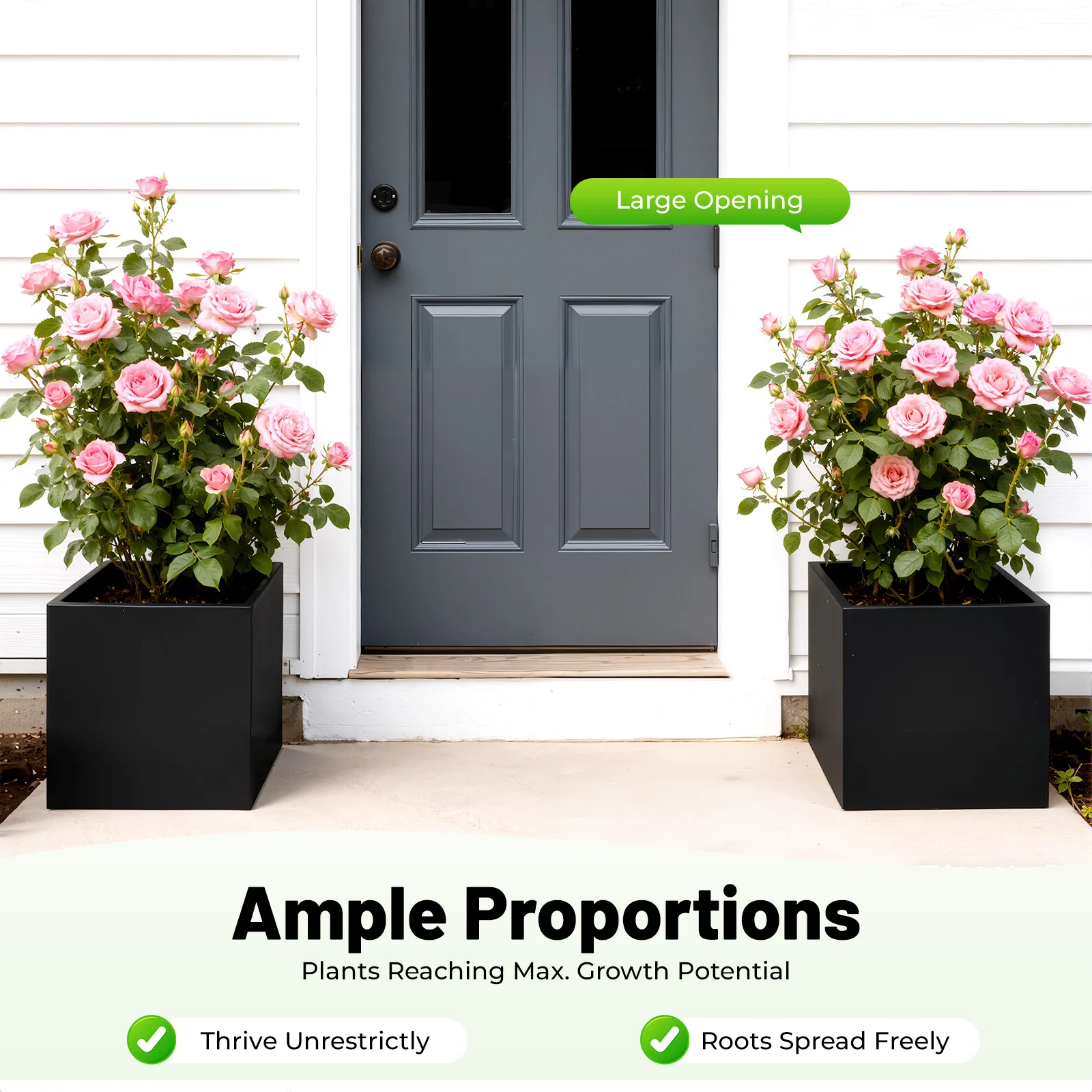 

Black Square Cube Planter Box With Installation Diagram - Full Accessories For Quick Assembly, Ideal Gift For Plant Enthusiasts