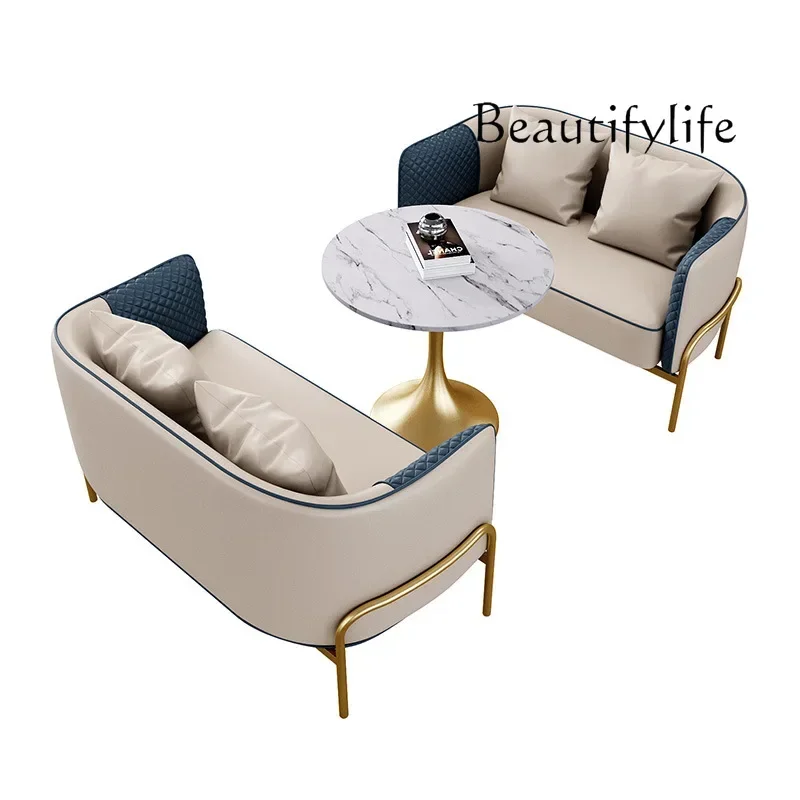 

sales office negotiation table and chair combination leisure reception office sofa small round table one table four chairs