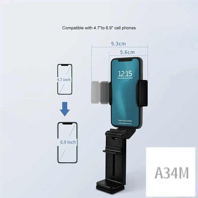 

A34M-Portable Simple Desktop Bracket Folding 360 Degree Rotating Phone Clip Car Mount Convenient Bracket Durable Easy To Use