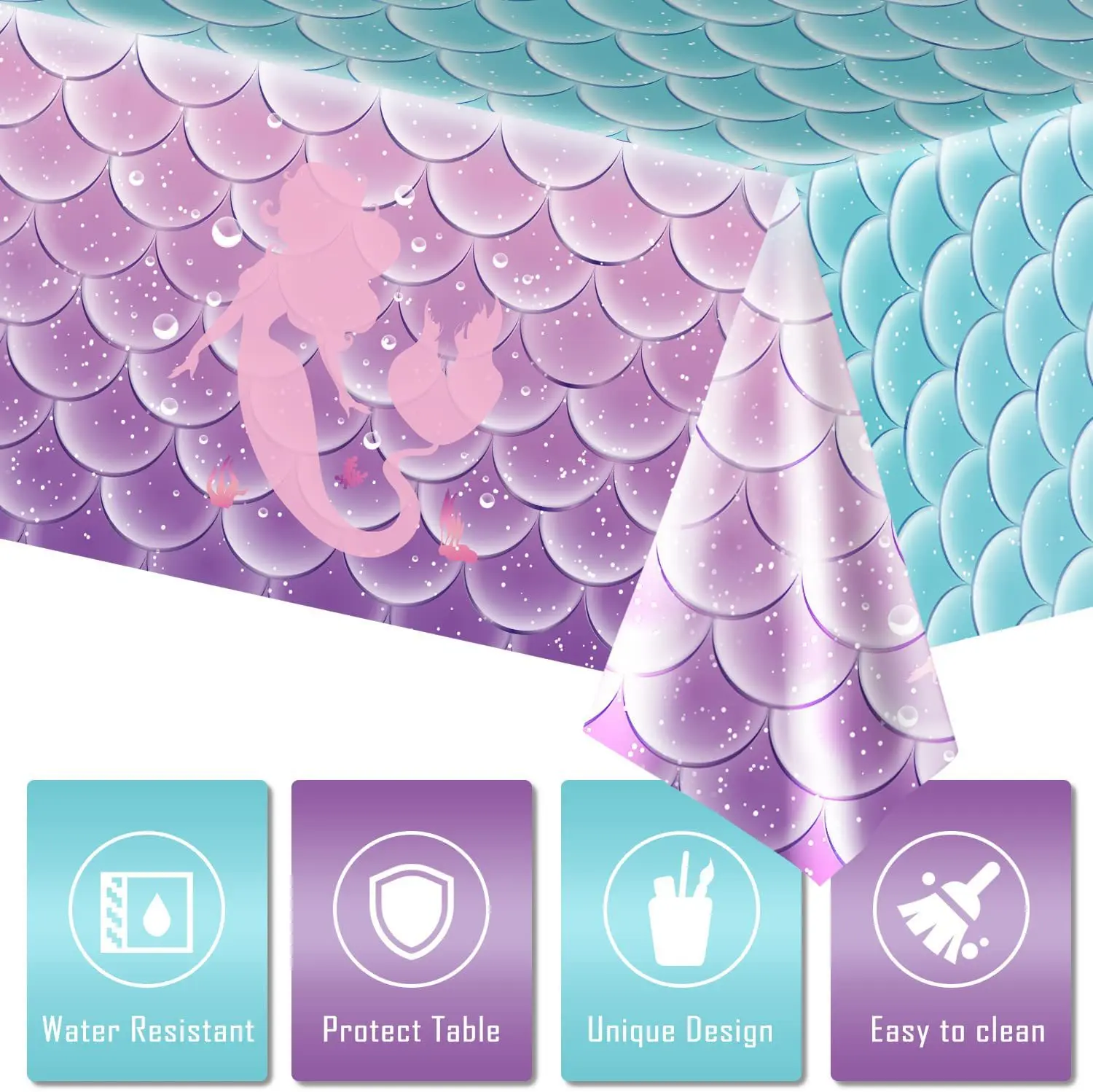 

Mermaid Theme Tablecloth Little Mermaid Birthday Party Decoration Kid Girl Baby Shower Under the Sea Party Supplies Table Cover
