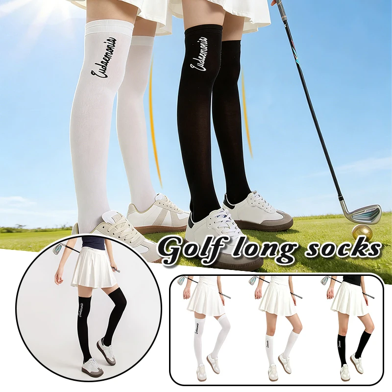 Women Knee High Socks Soft Cotton Non-Slip Letter Print Over Knee Socks for Sports Tennis Running Daily Casual Wear Fashion