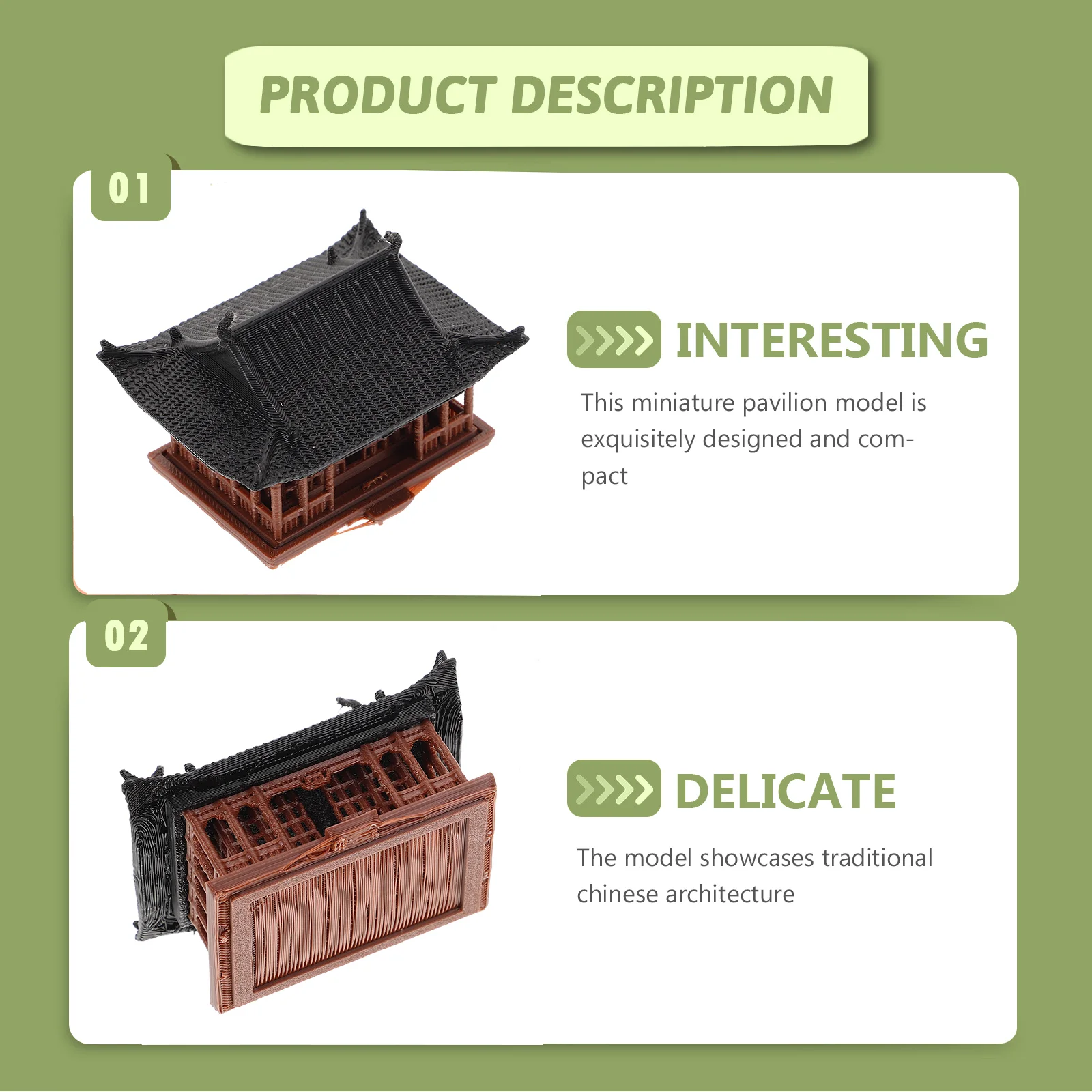 Miniature Zen Garden Pavilion Figurine, Asian Zen Garden Mini Pavilion Statue Mini Chinese Temple Statue for Fairy Yard Terrariu