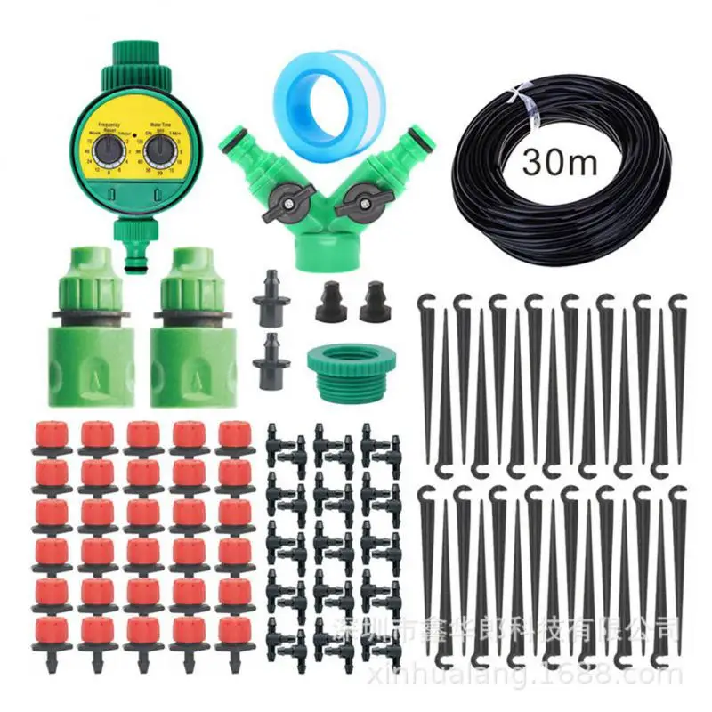 DIY Drip Irrigation System Automatic Watering Irrigation System Kit Watering Timer Garden Hose Adjustable Dripper