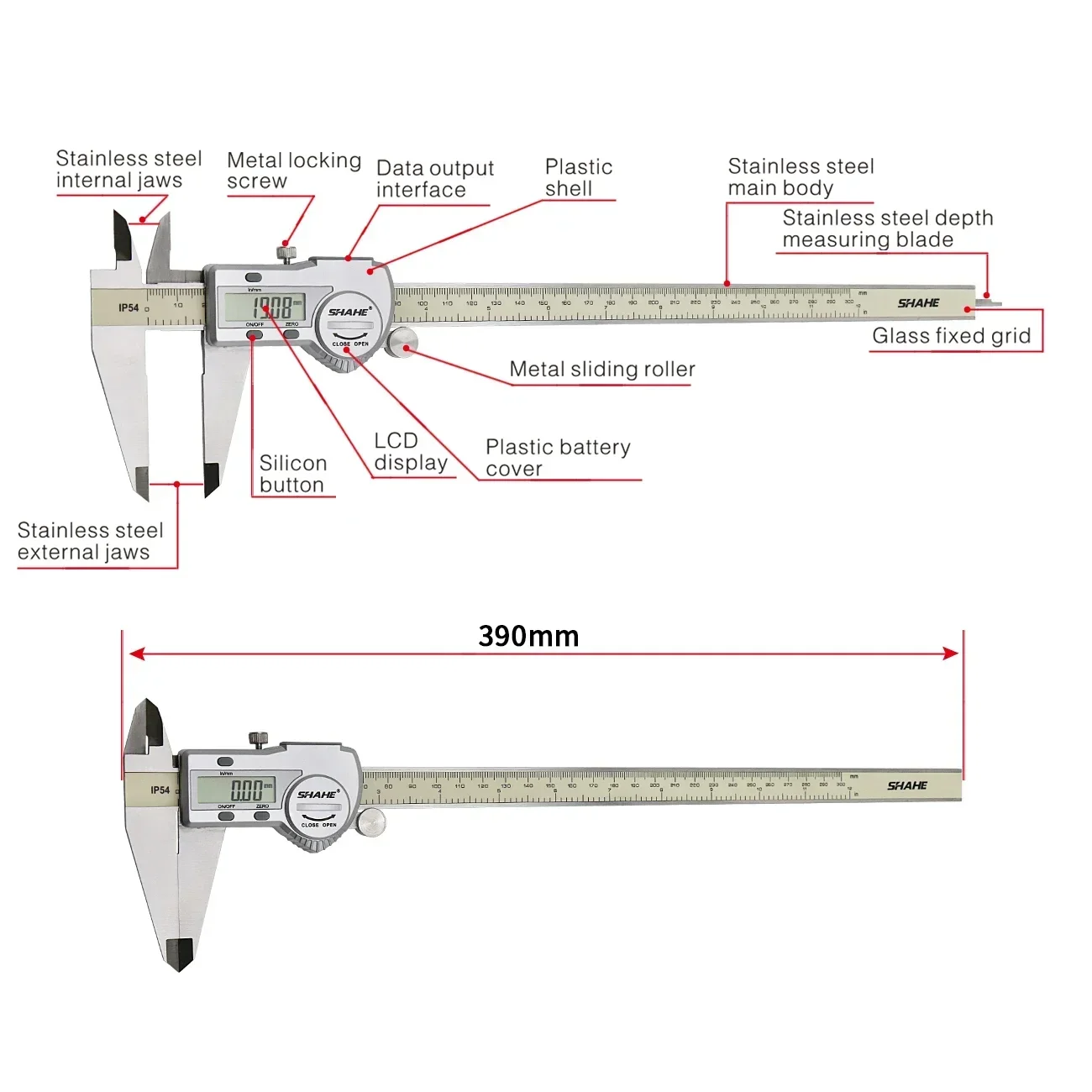 Calibrador Vernier Digital IP54, Micrómetro de 300mm, Calibrador electrónico