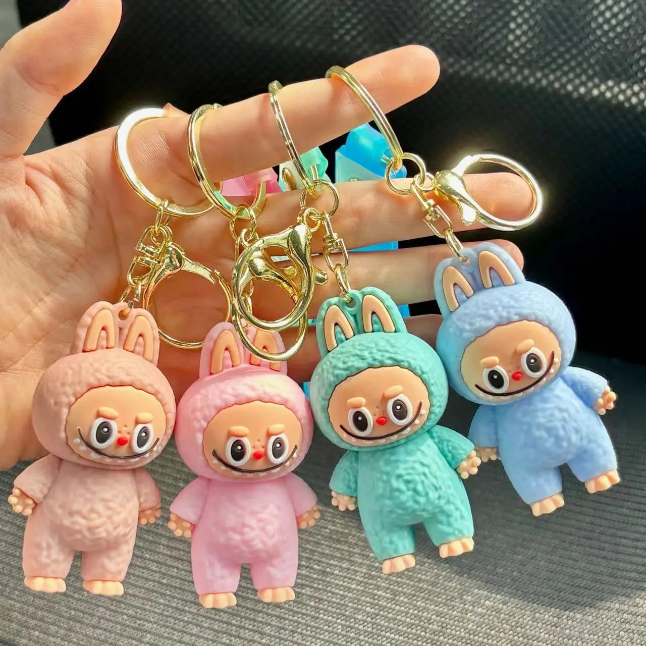 Cute sheep Keychain for Car Keys Doll The Monsters Bunny Labubu Key Chain Anime Accessories Keychains Bags Jewelry Wholesale