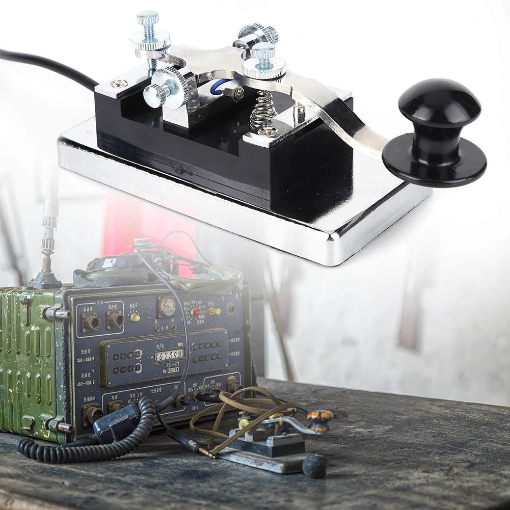 HY-K4 الفولاذ المقاوم للصدأ مورس كود CW المدرب المتعلم CW التلغراف مفتاح مورس مفتاح الموجات القصيرة راديو الاتصالات وسائل تعليمية #5