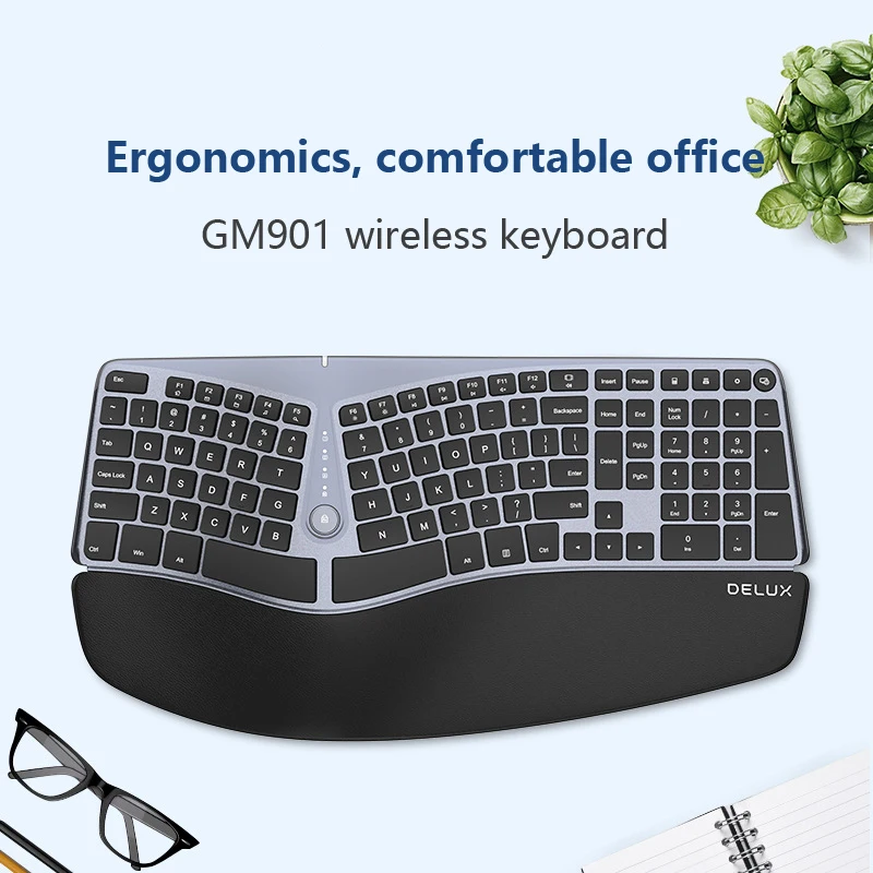 Ergonomic keyboard Bluetooth 2.4 wireless dual-mode silent keyboard desktop home office wired keyboard