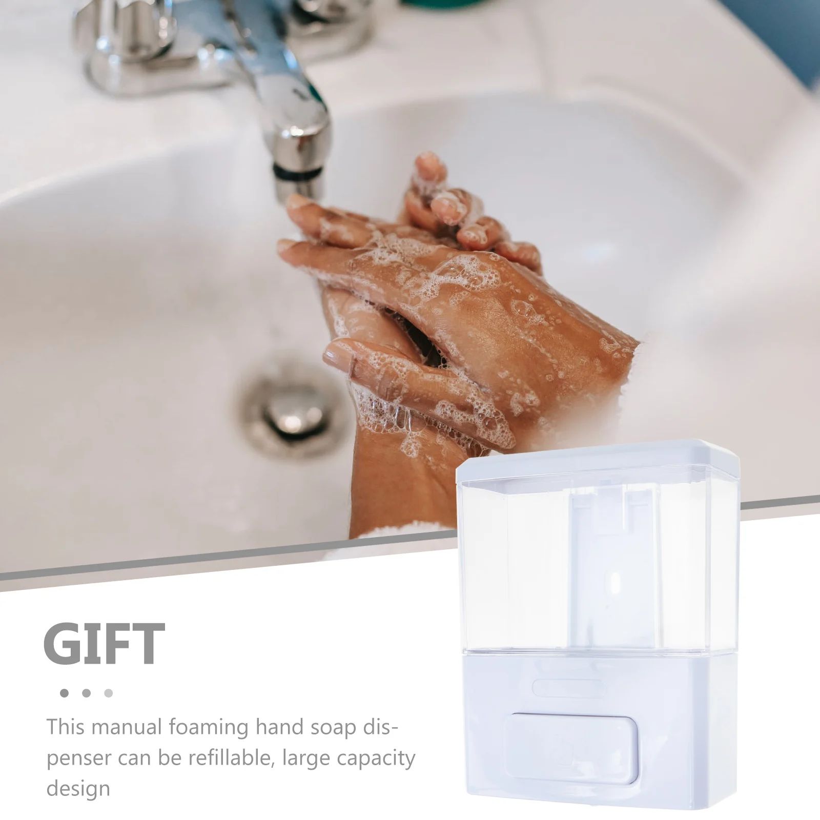 

Foam Soap Dispenser Wall Mount Manual White Large Capacity Refillable Clear Window Home Bathroom Kitchen Restaurant PP Material