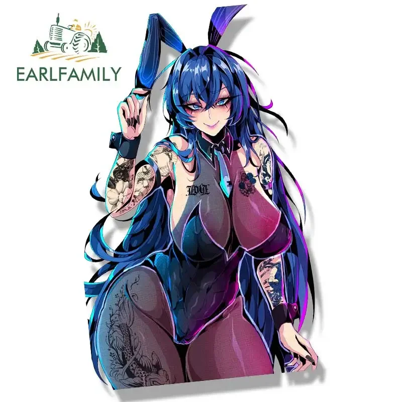 EARLFAMILY Bunny New Jersey Peek Fanart Car Sticker Anime Sketch Waifu Decal JDM Cartoon Peeker Girl Graffiti Stickers - view 2