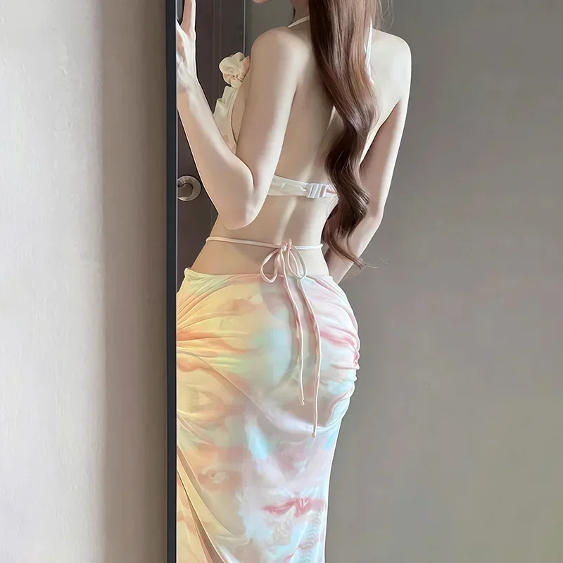 Traje de baño de Bikini Sexy para mujer, conjunto de 3 uds., ropa de playa para vacaciones en la playa, diseño adelgazante, sensación de alta gama para celebridades de Internet a la moda